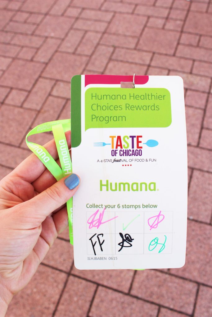 My completed Healthier Choices badge and lanyard with initials from all the restaurants & Humana staff